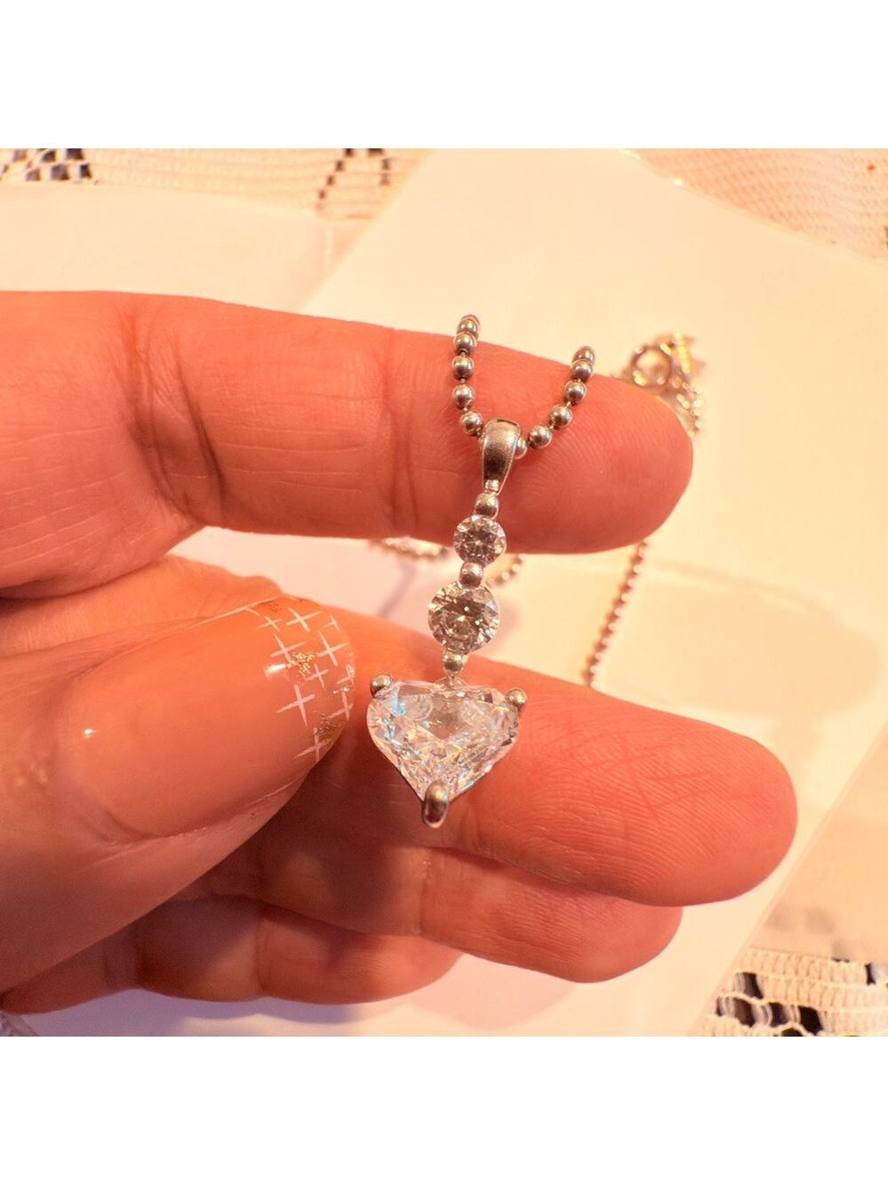 Agatha Paris beads necklace silver 925 with heart crystal